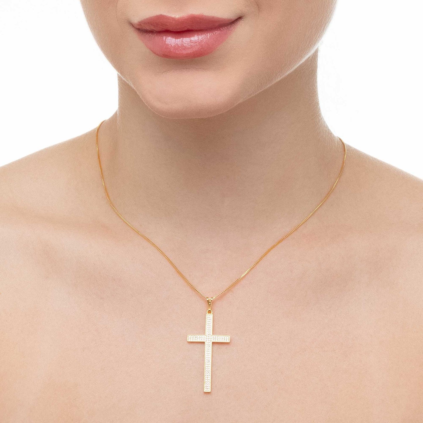 Crucifix Zircon Necklace